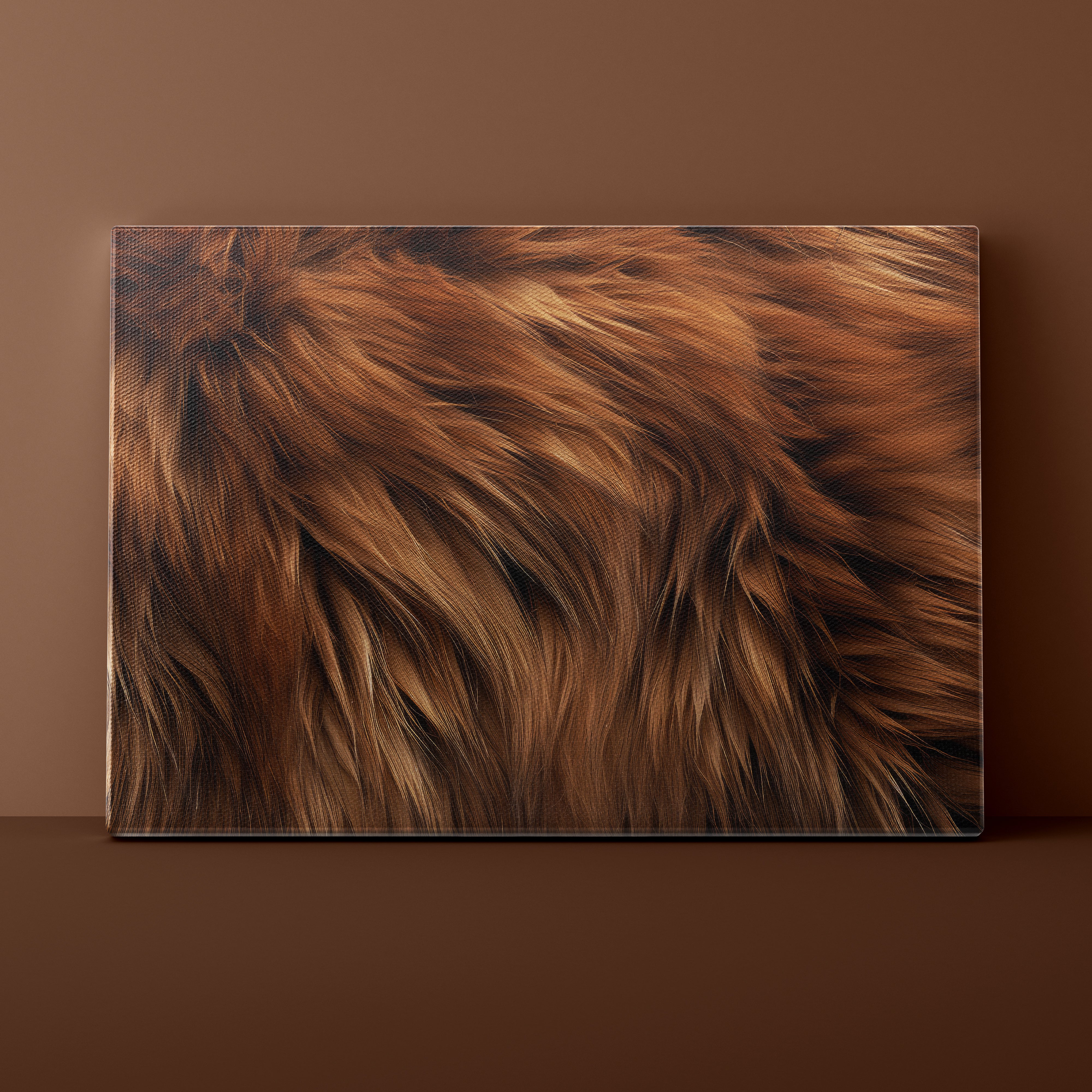 Close-up of brown fur texture on a brown background