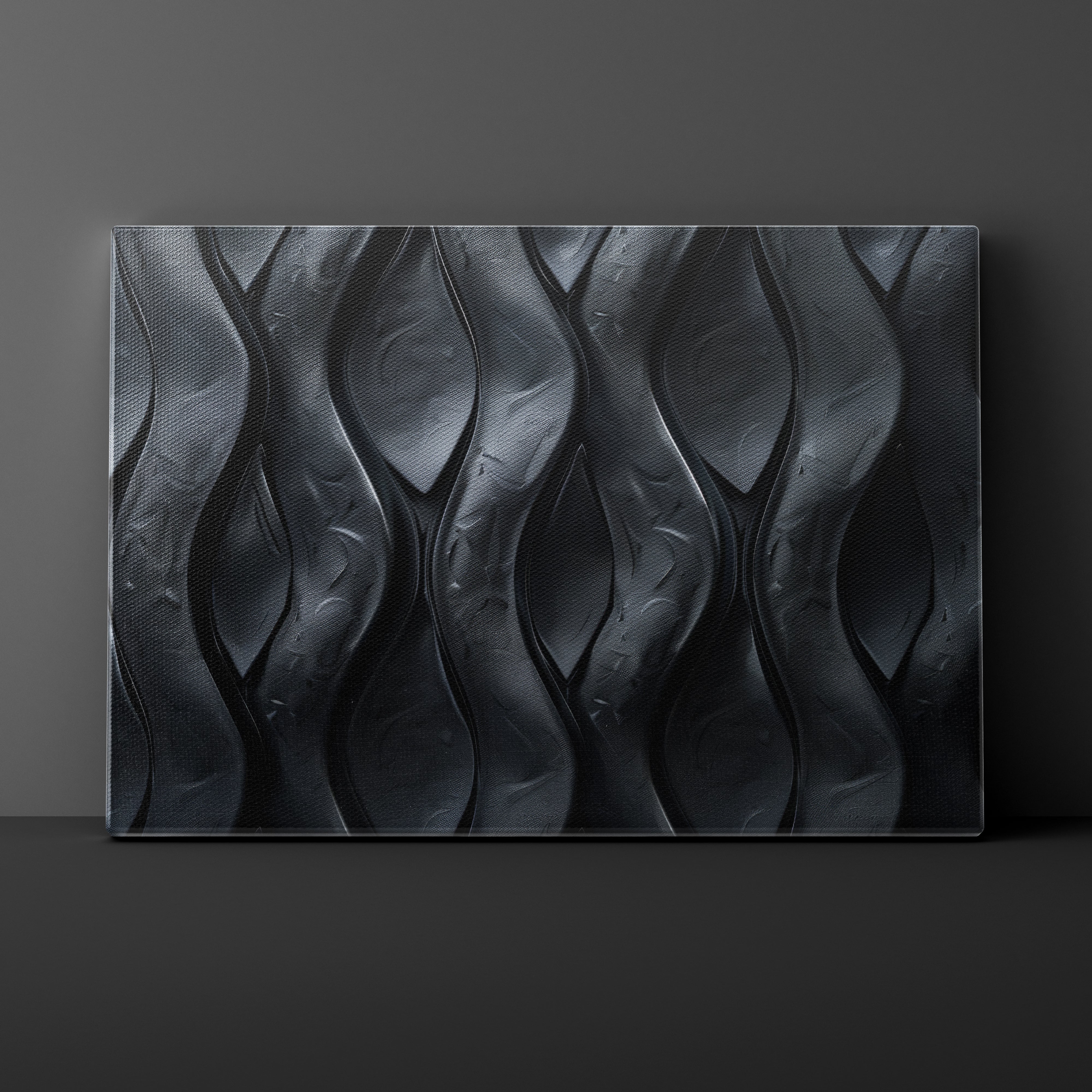 Abstract black and gray artwork on a dark background