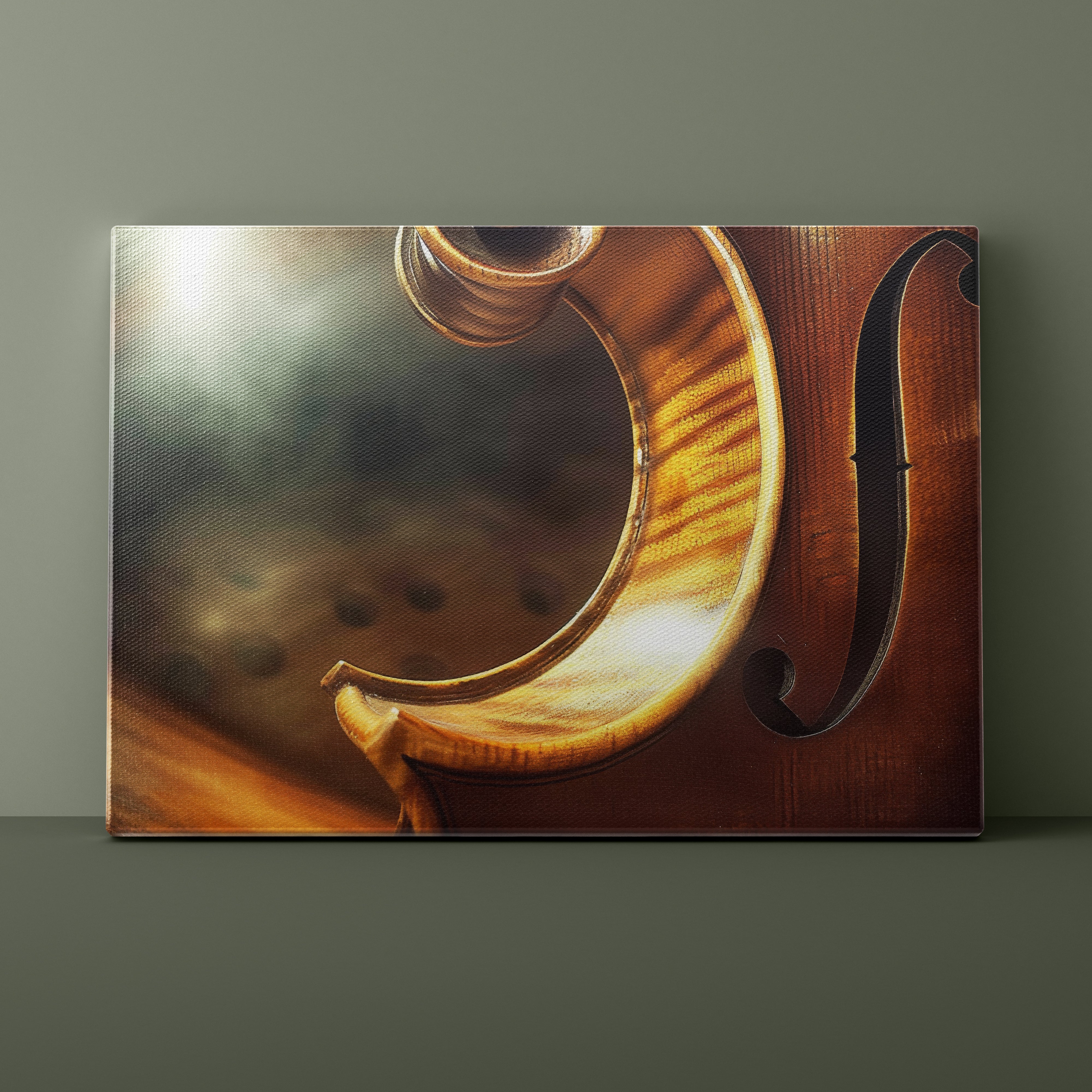 Close-up of a violin's f-hole on a dark background
