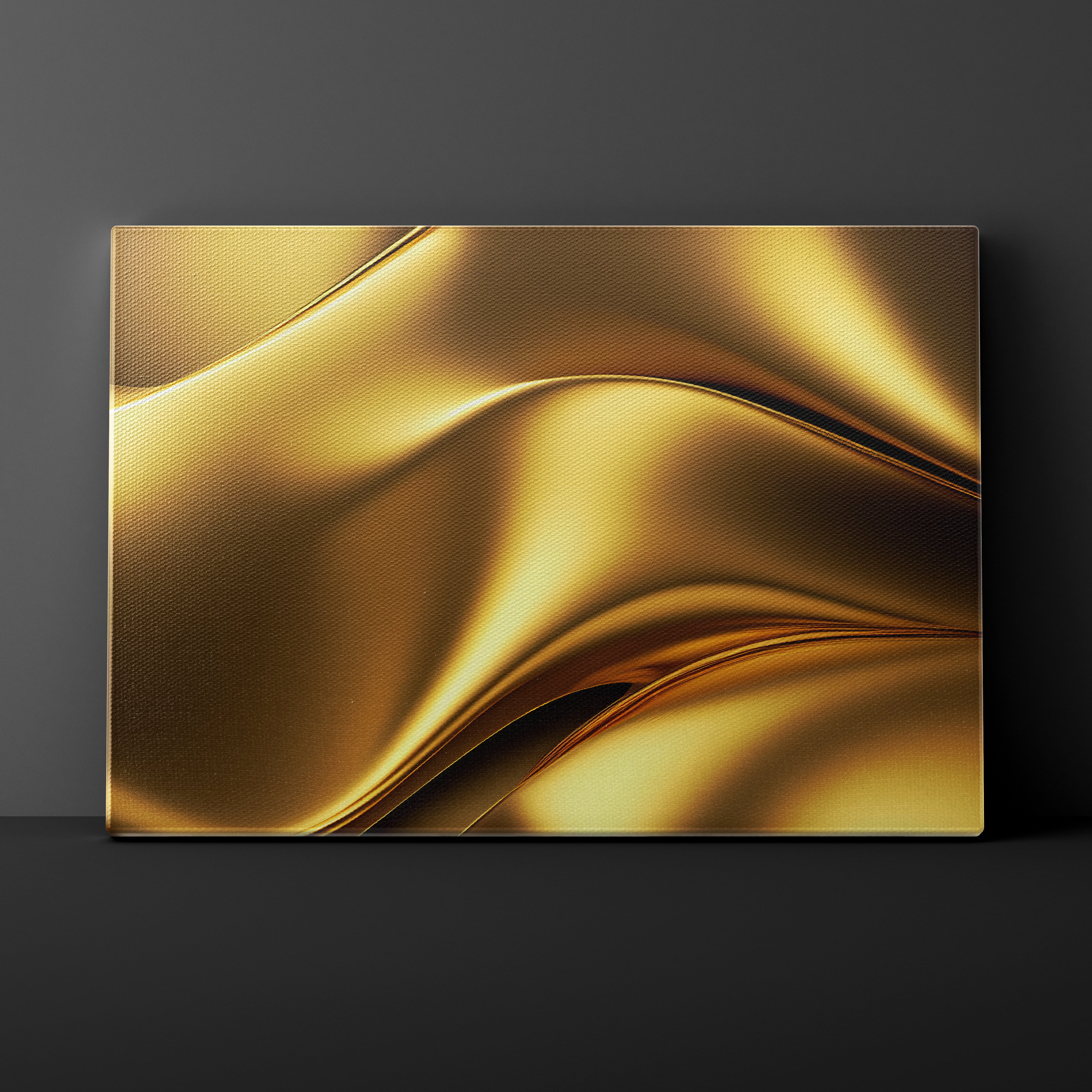 Gold abstract wavy design on a dark gray background