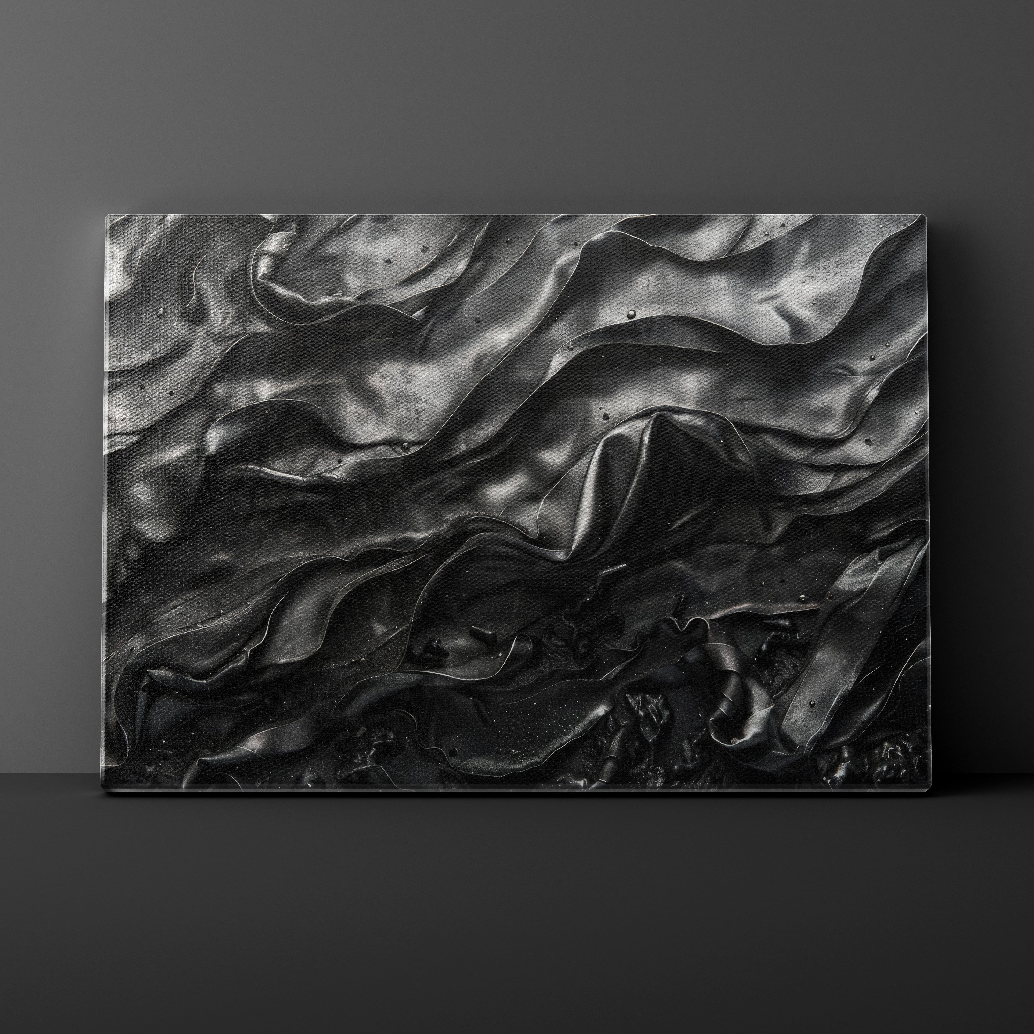 Abstract black and gray painting on a dark background