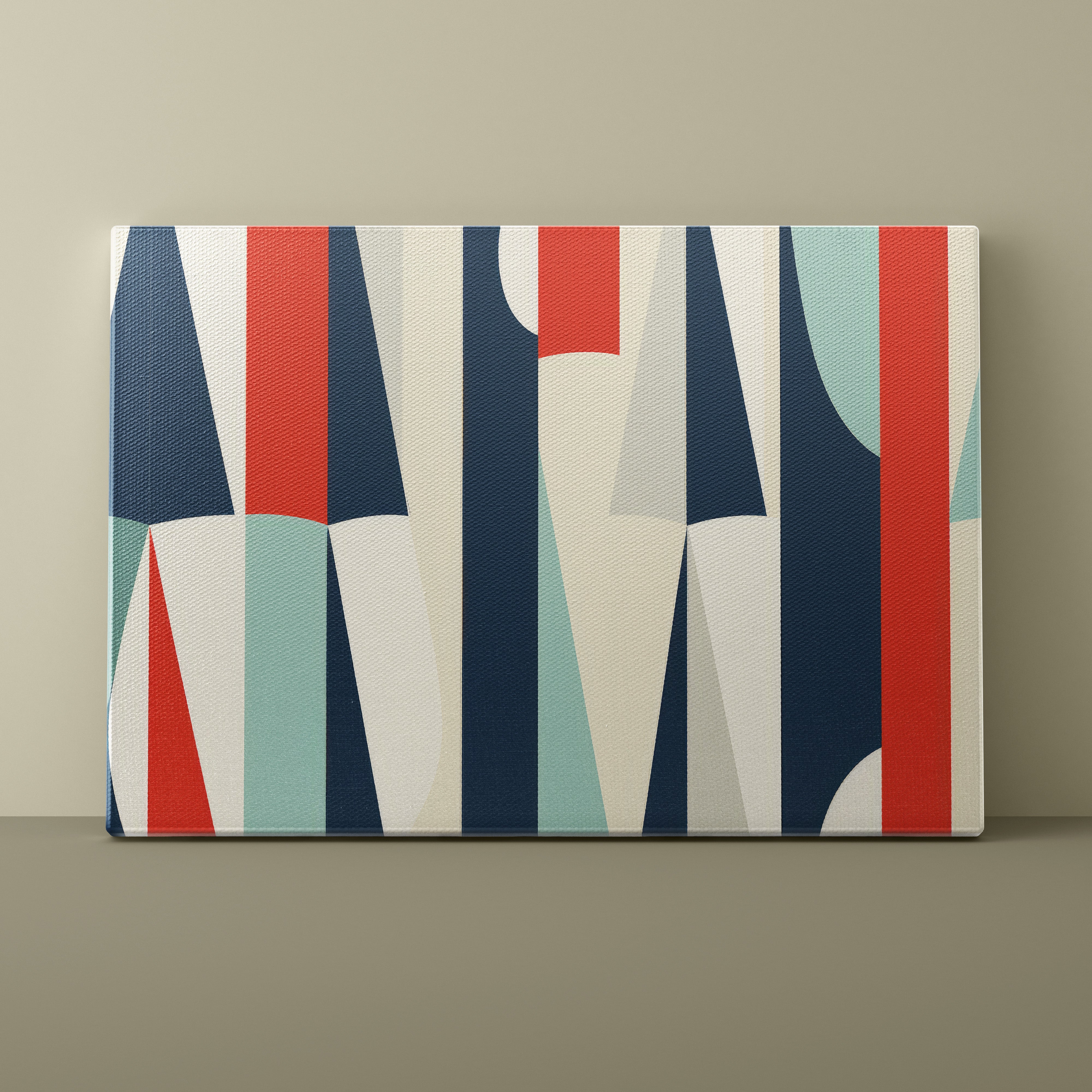 Abstract art piece with geometric shapes on a beige background