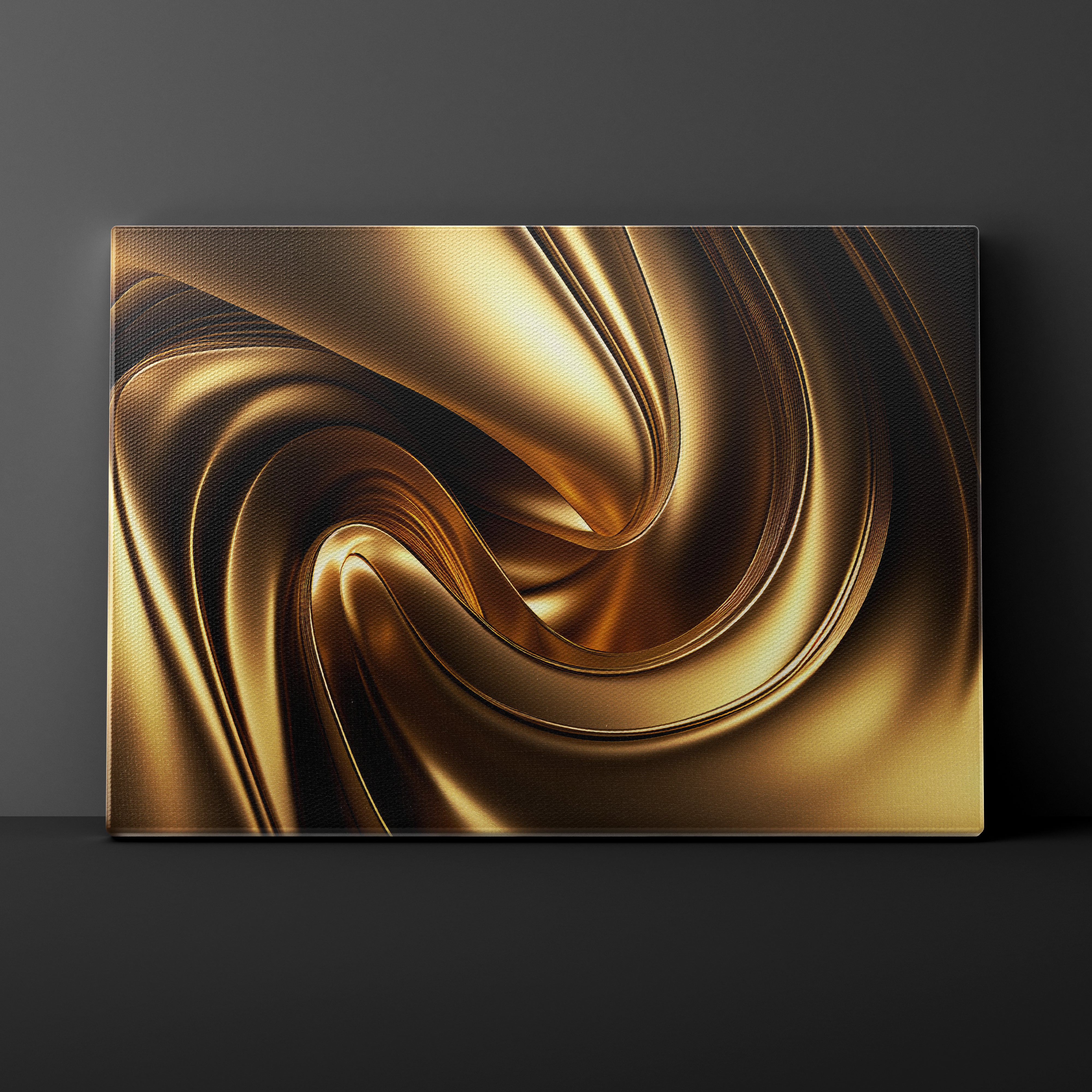 Abstract gold swirl design on a dark background