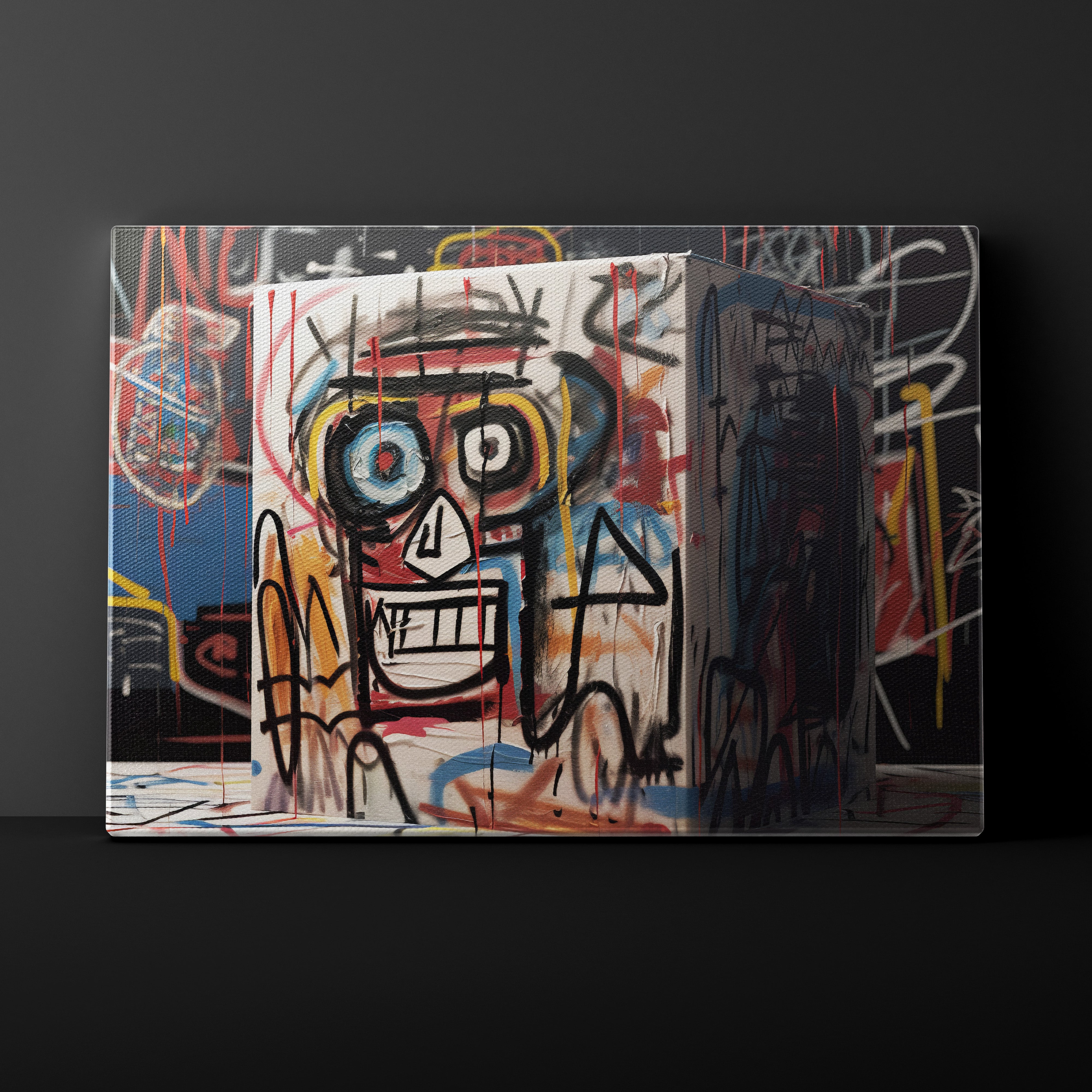 Abstract art piece with colorful brush strokes on a dark background