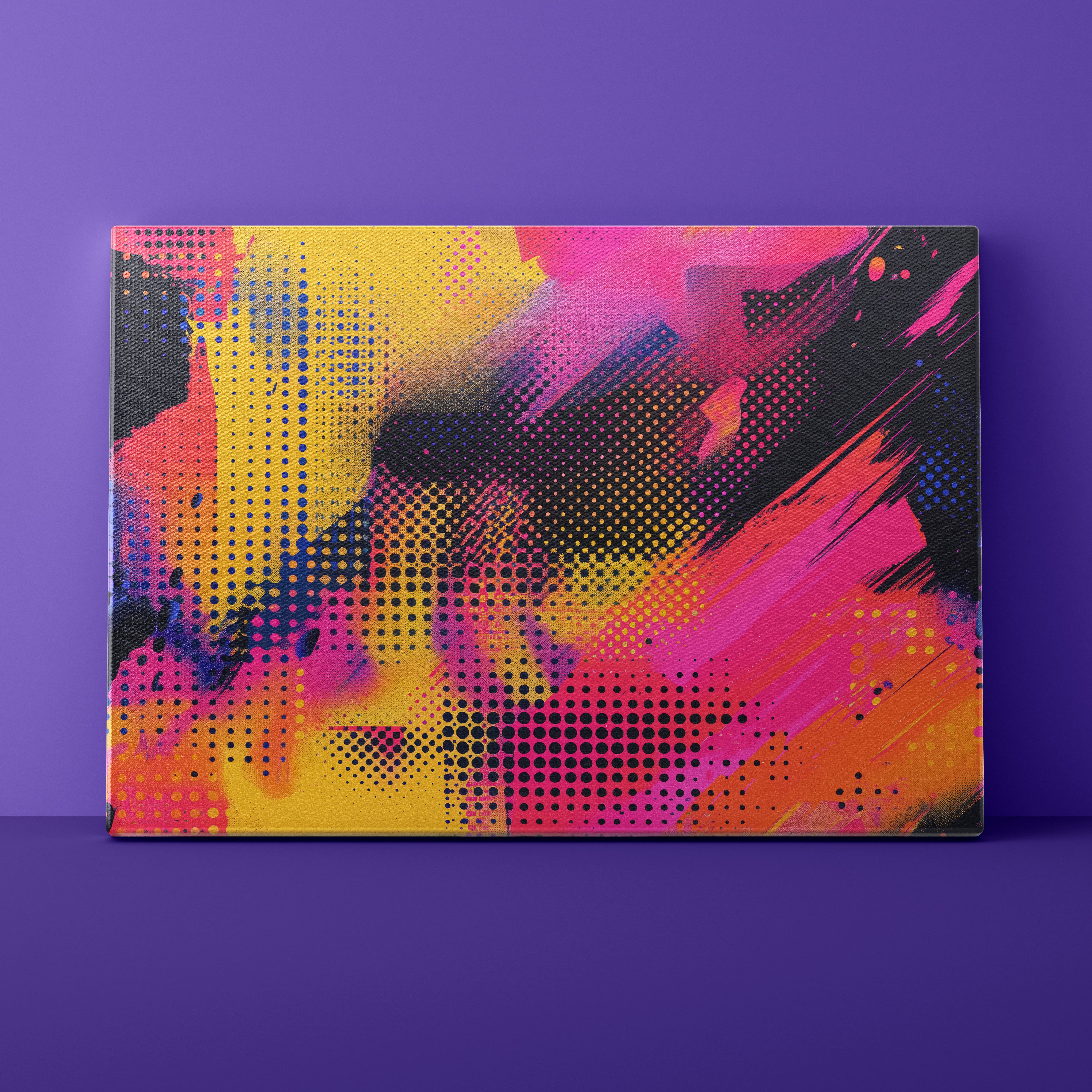 Colorful abstract painting on a purple background