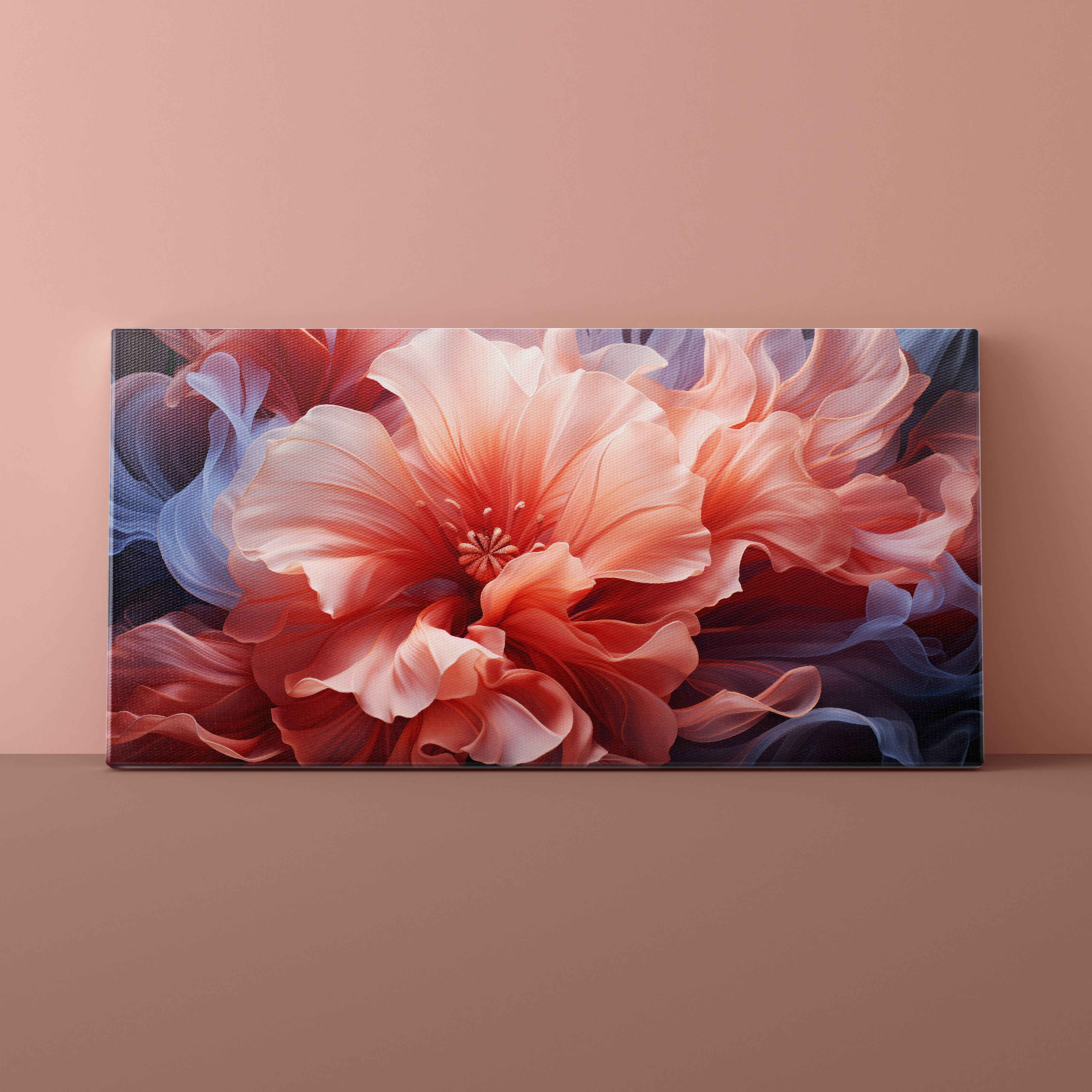 Floral artwork on a beige wall