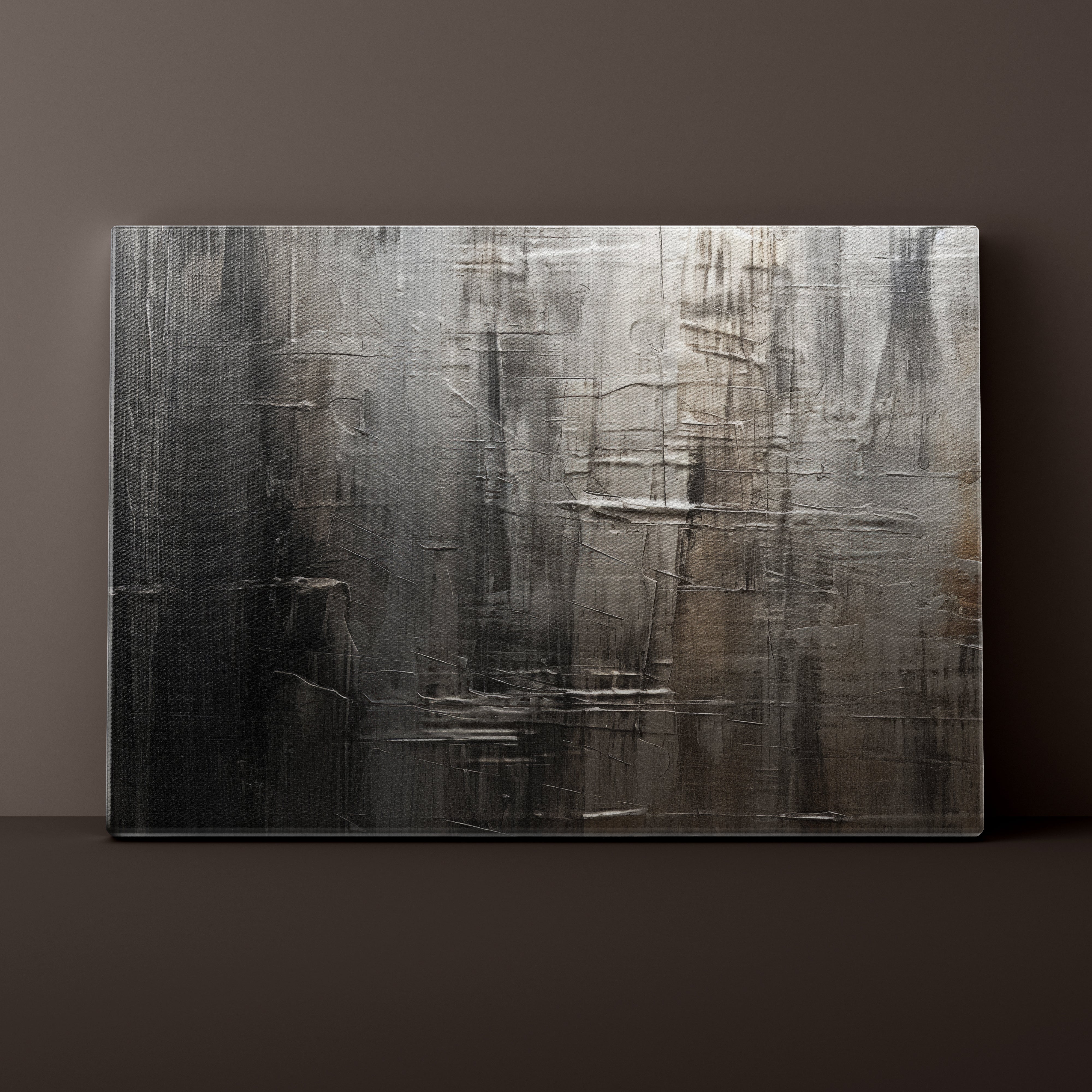 Abstract painting on a dark brown background