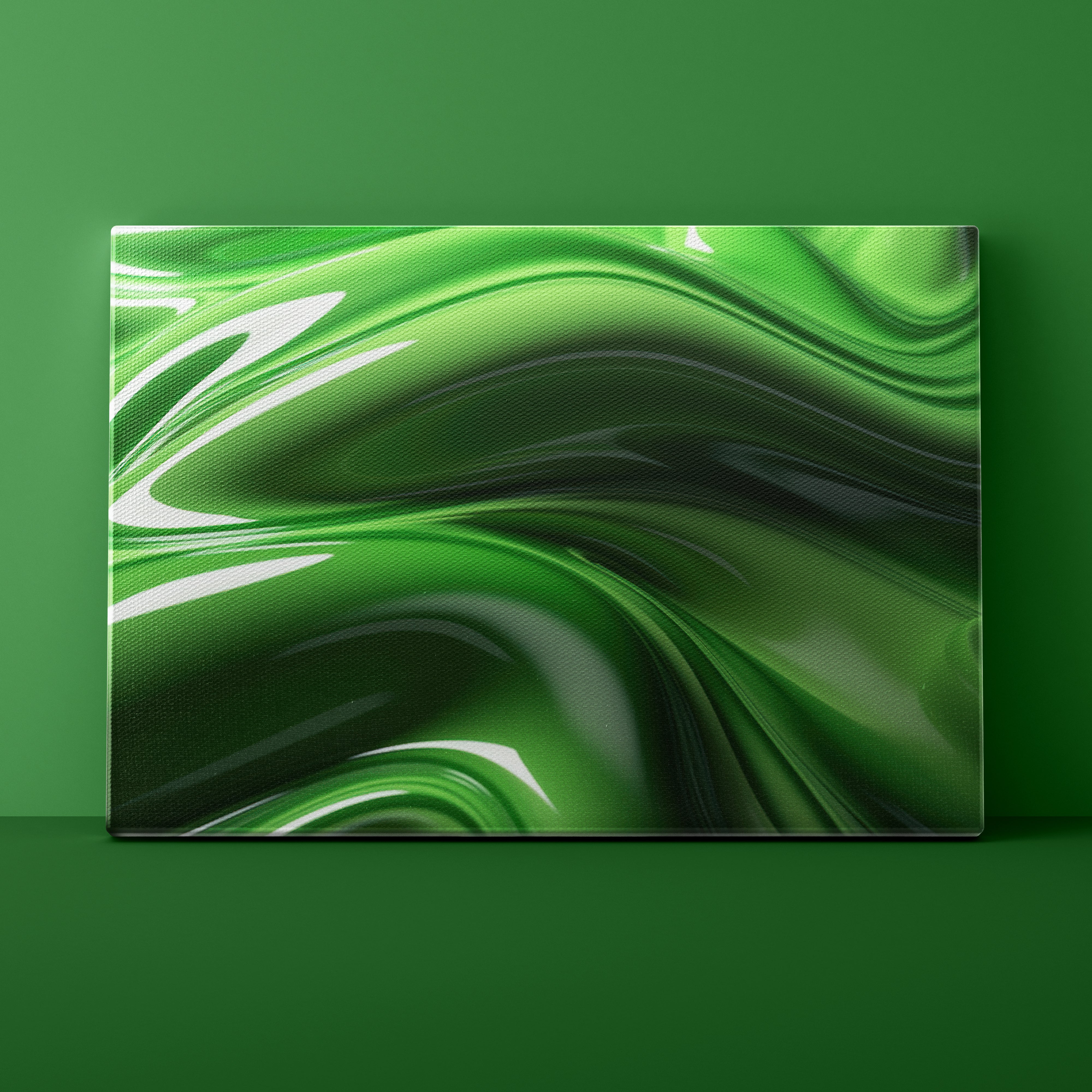 Abstract green and black swirl pattern on a green background