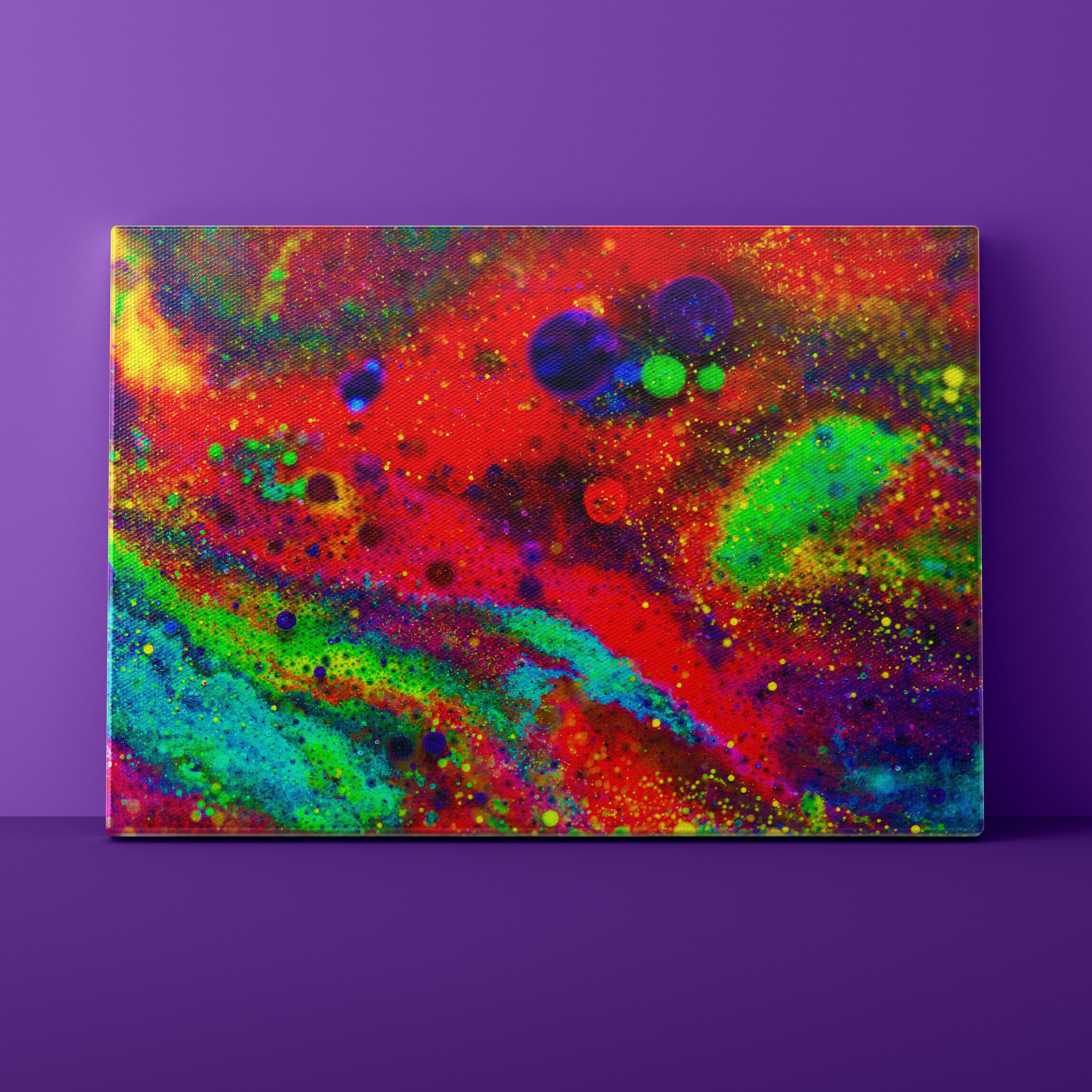 Colorful abstract painting on a purple background