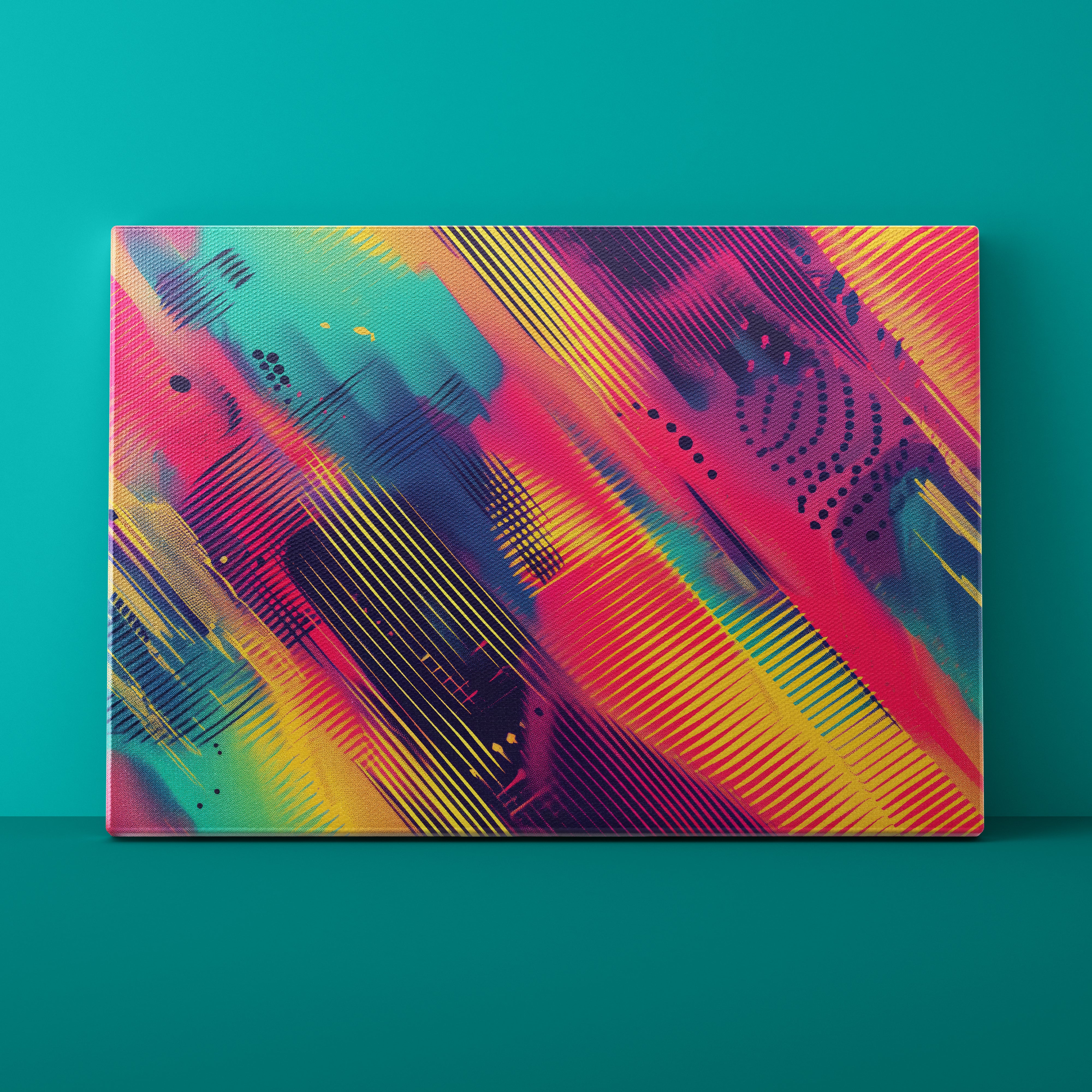 Colorful abstract design on a teal background
