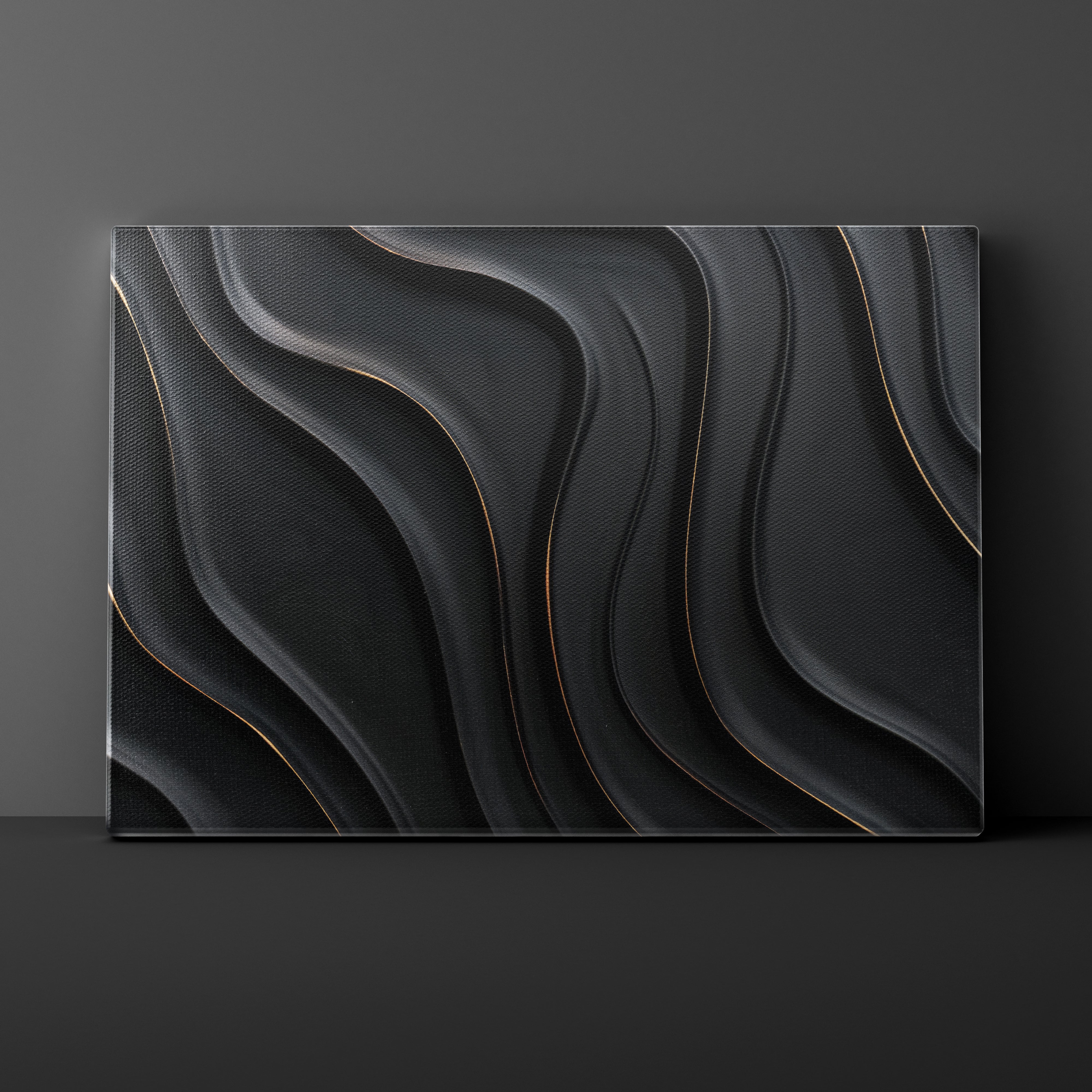 Abstract black and gray wavy pattern on a dark background
