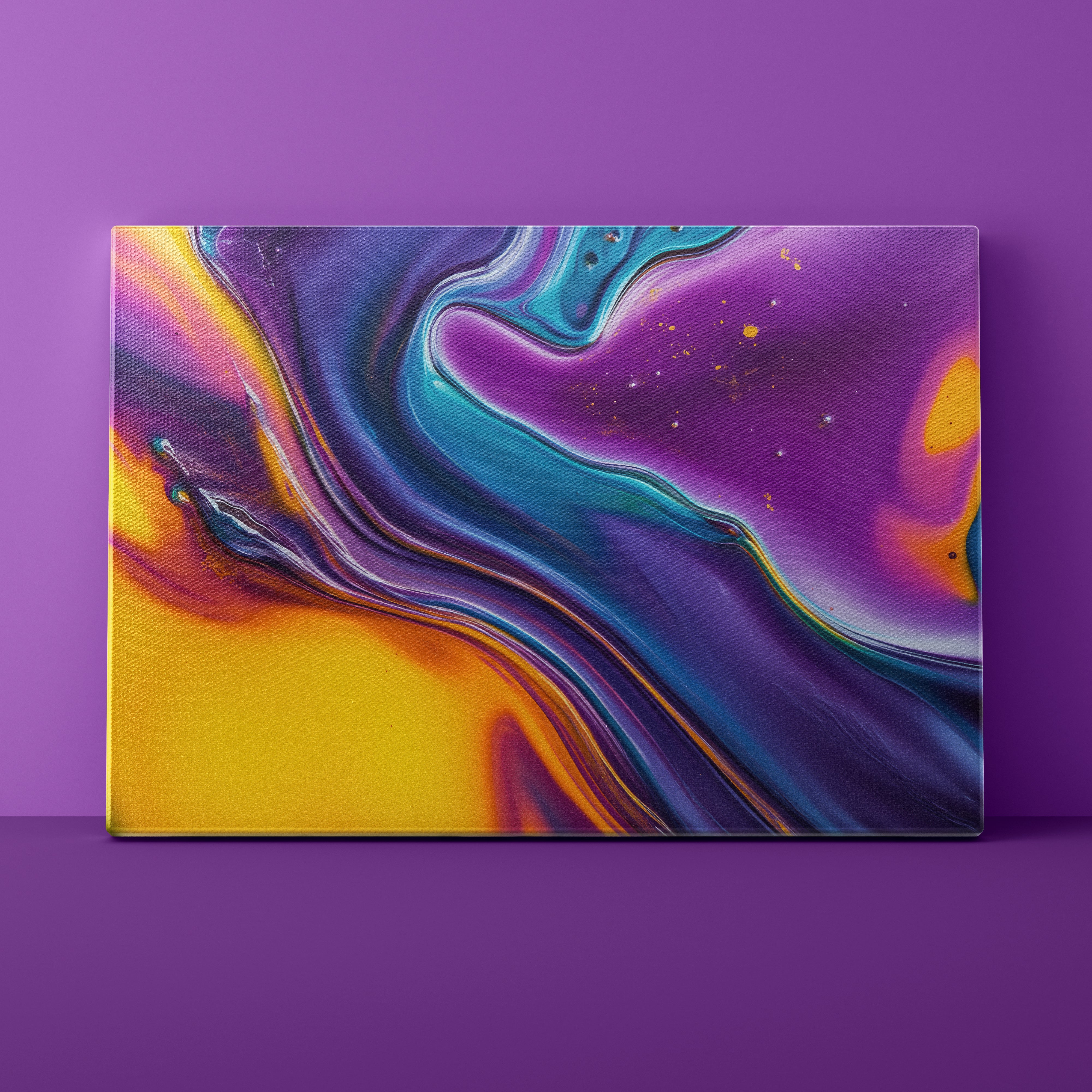 Abstract colorful painting on a purple background