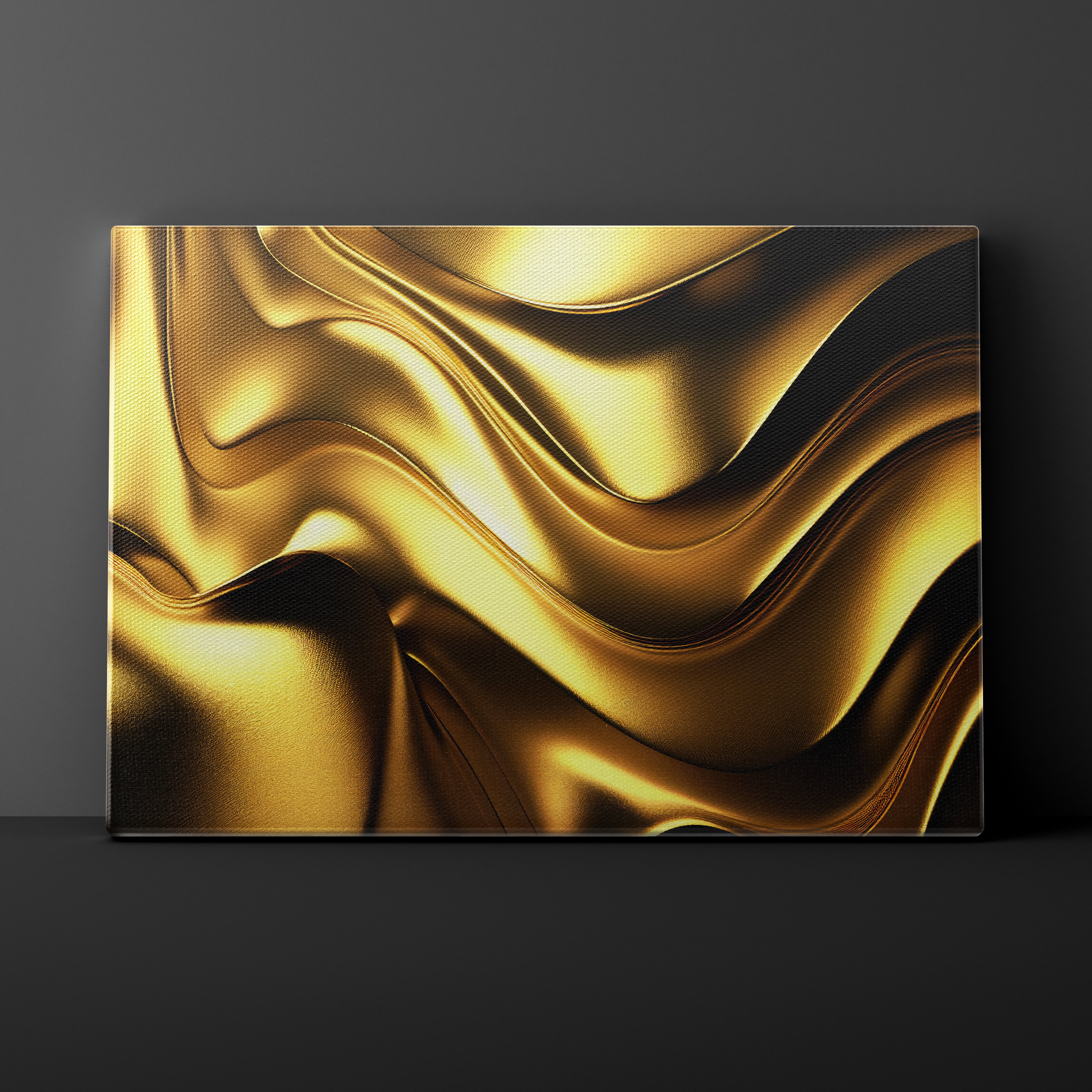Abstract gold wavy design on a dark background