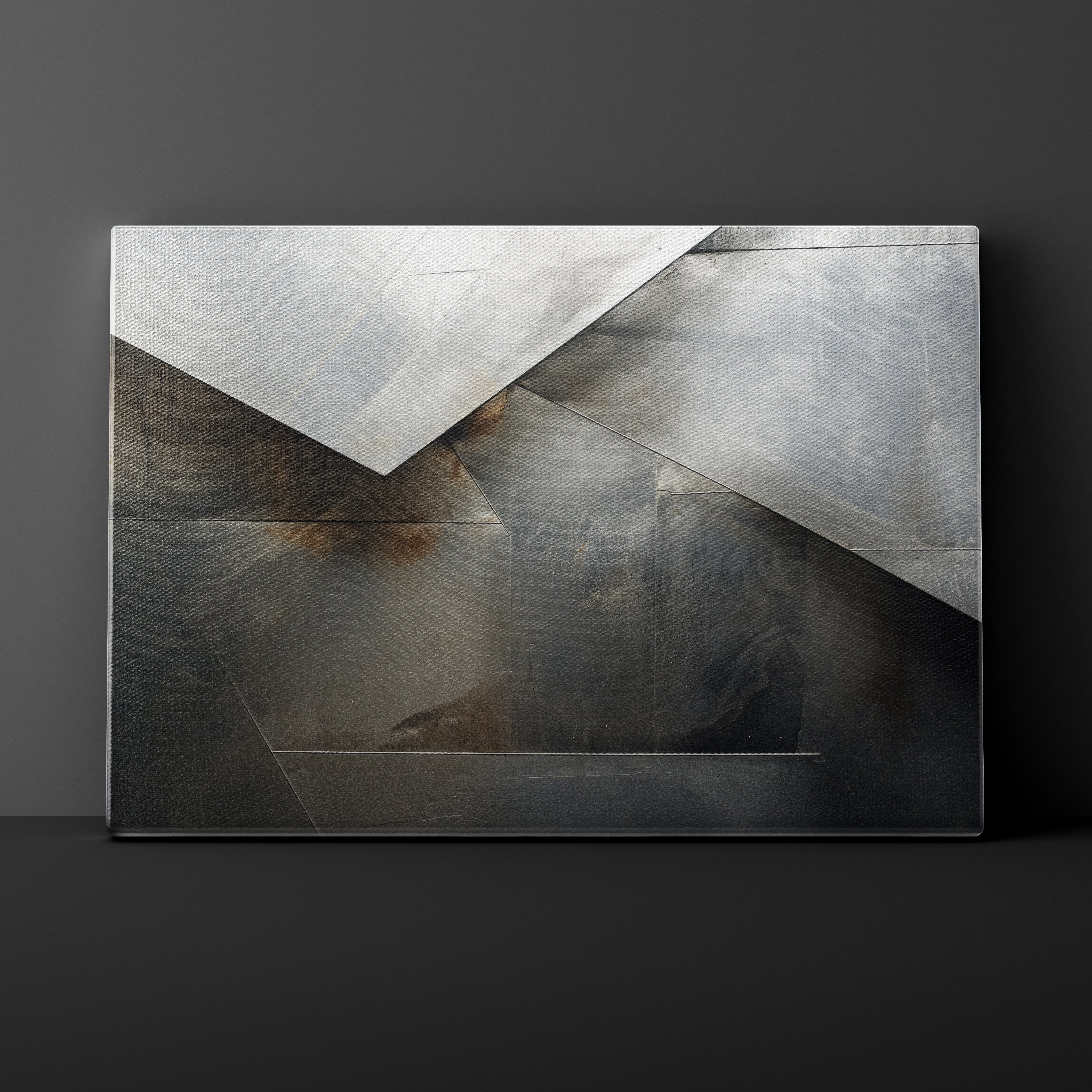 Abstract geometric art piece on a dark gray background