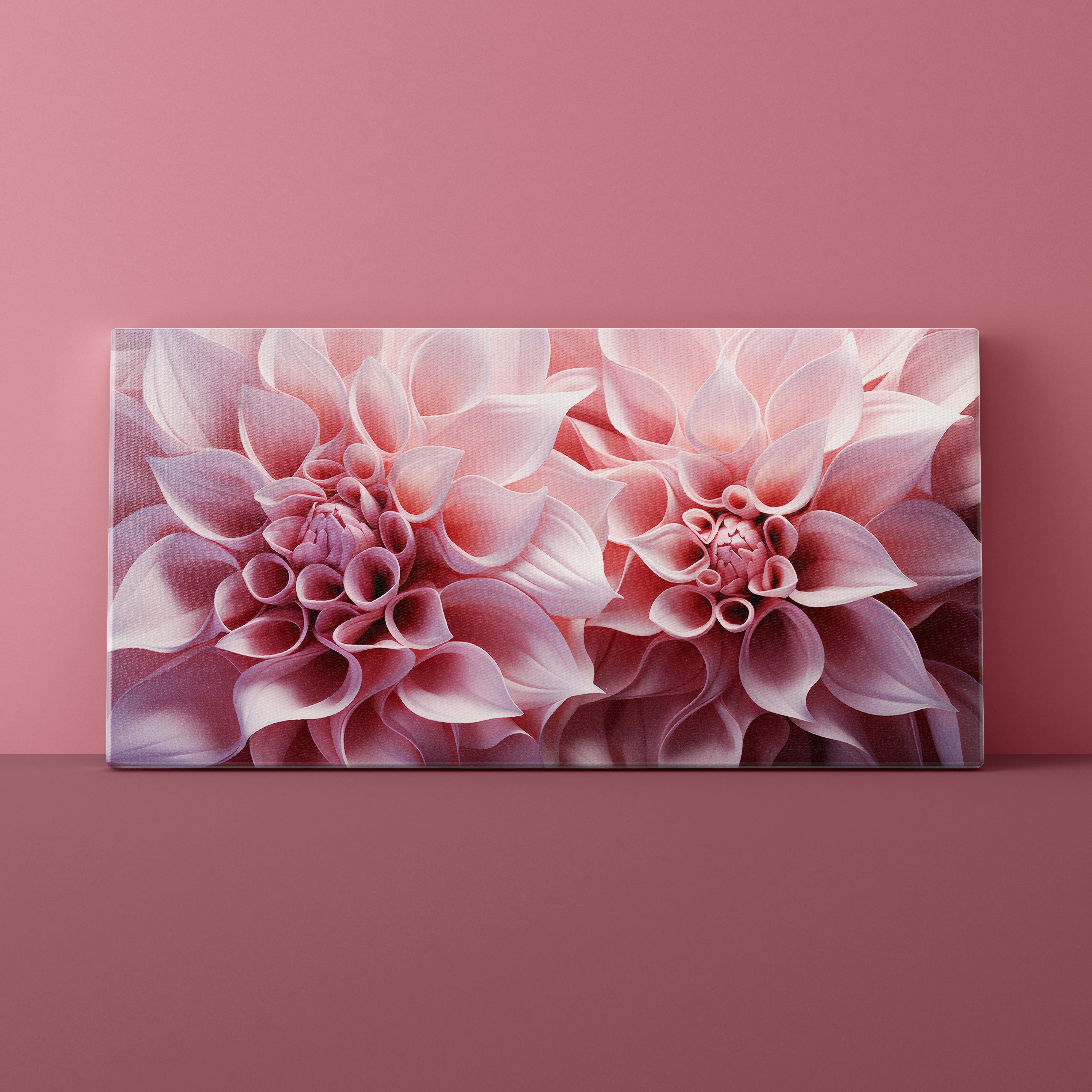 Canvas print of pink flowers on a matching pink background