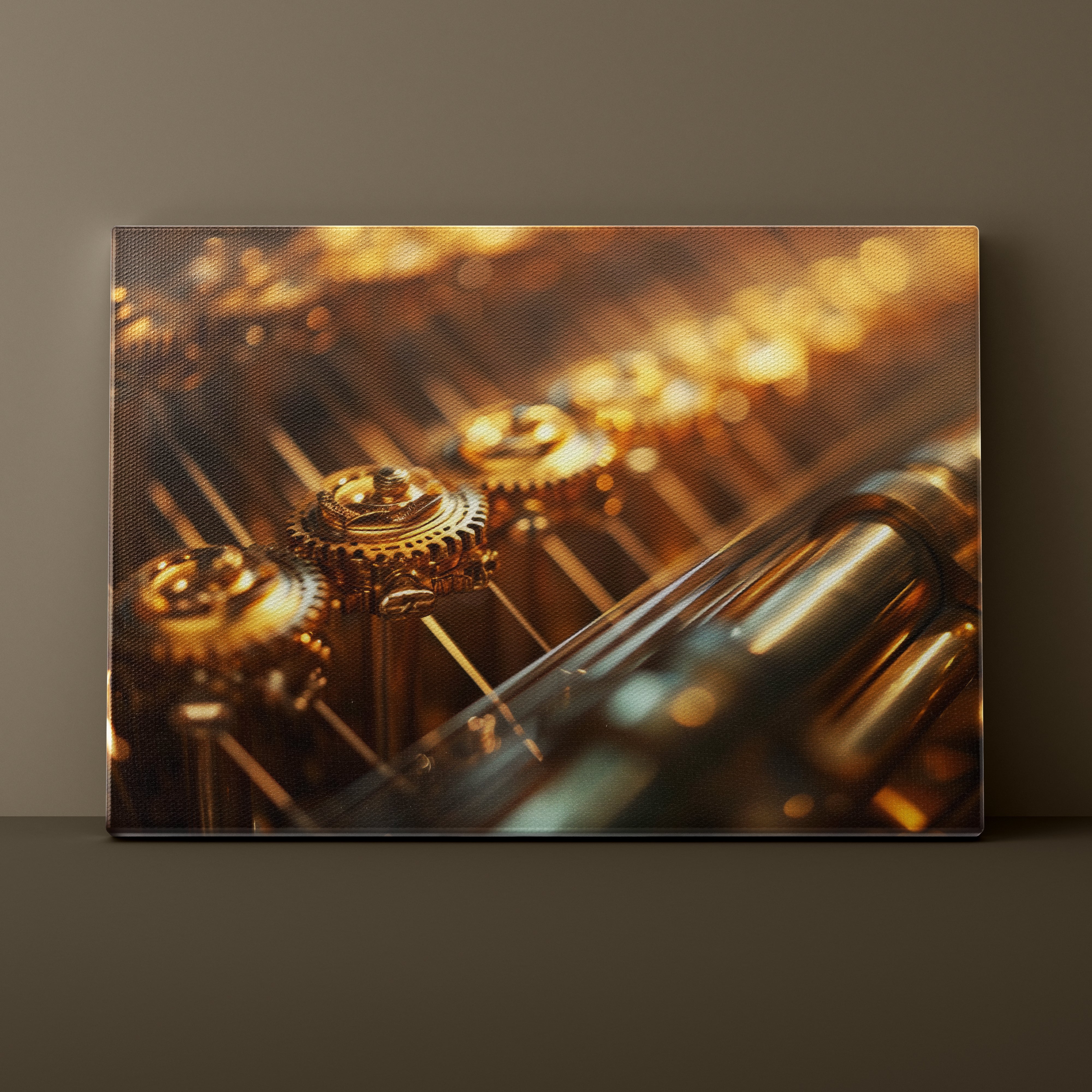 Close-up of mechanical gears on a dark background