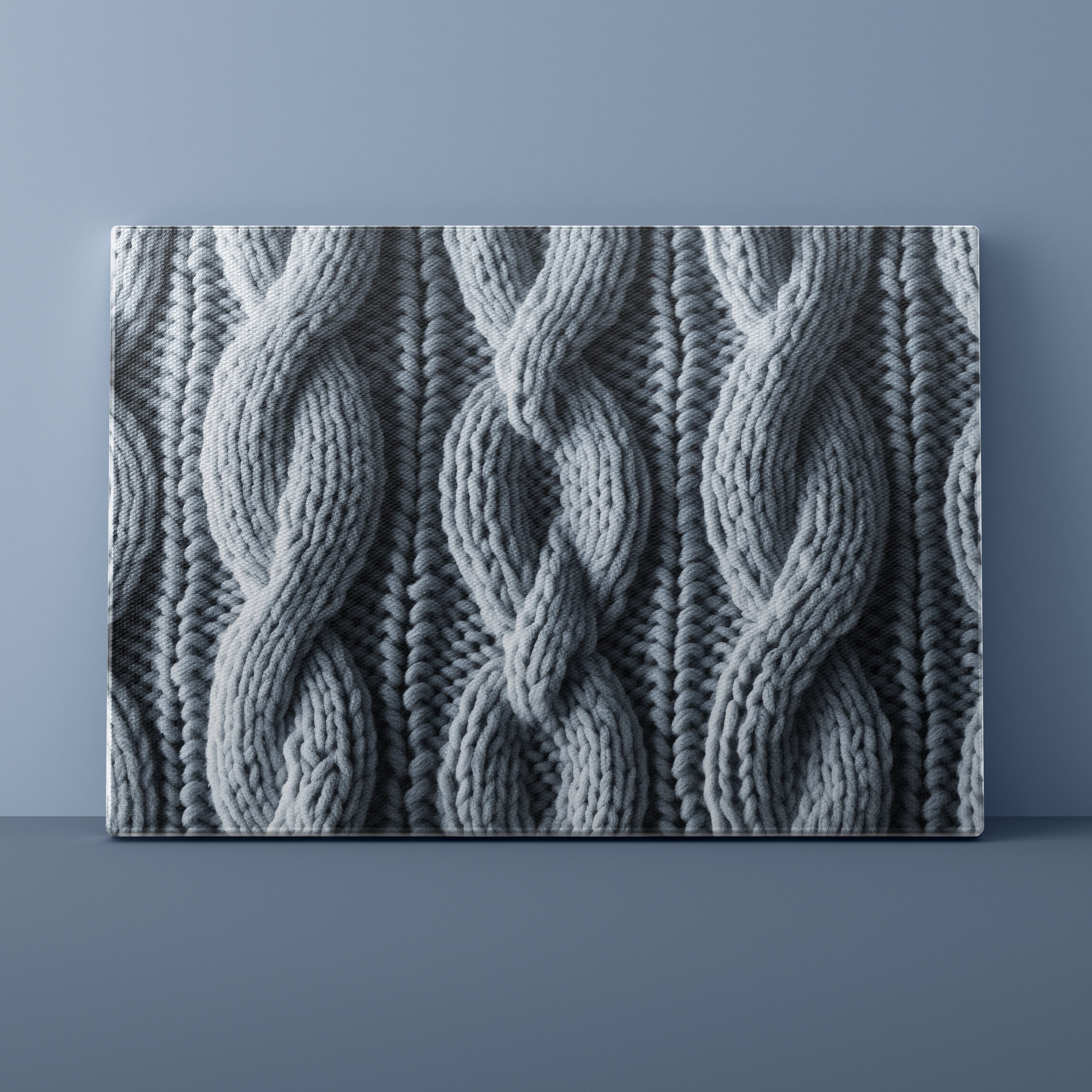 Textured gray fabric pattern on a blue background