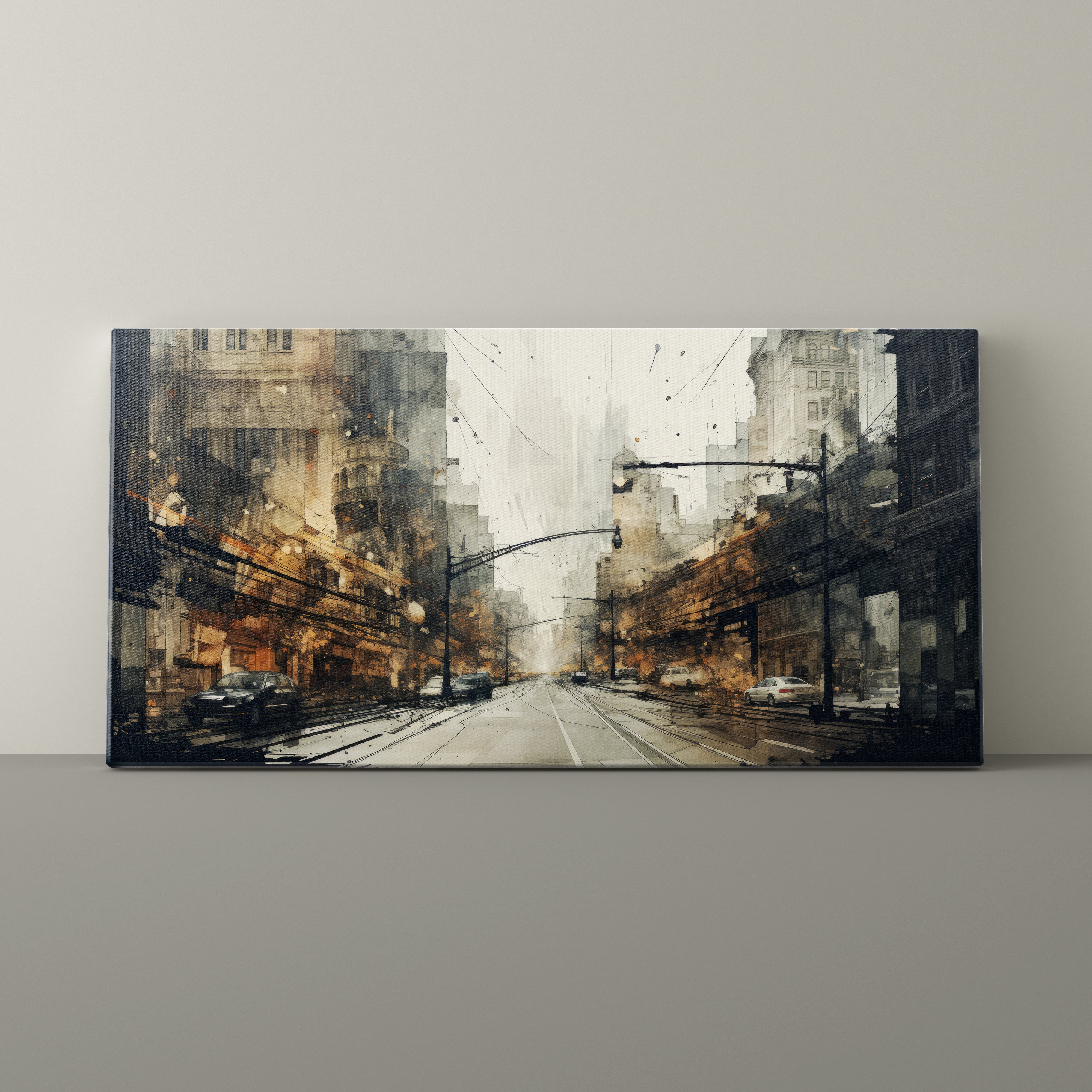 City street scene painting on a wall