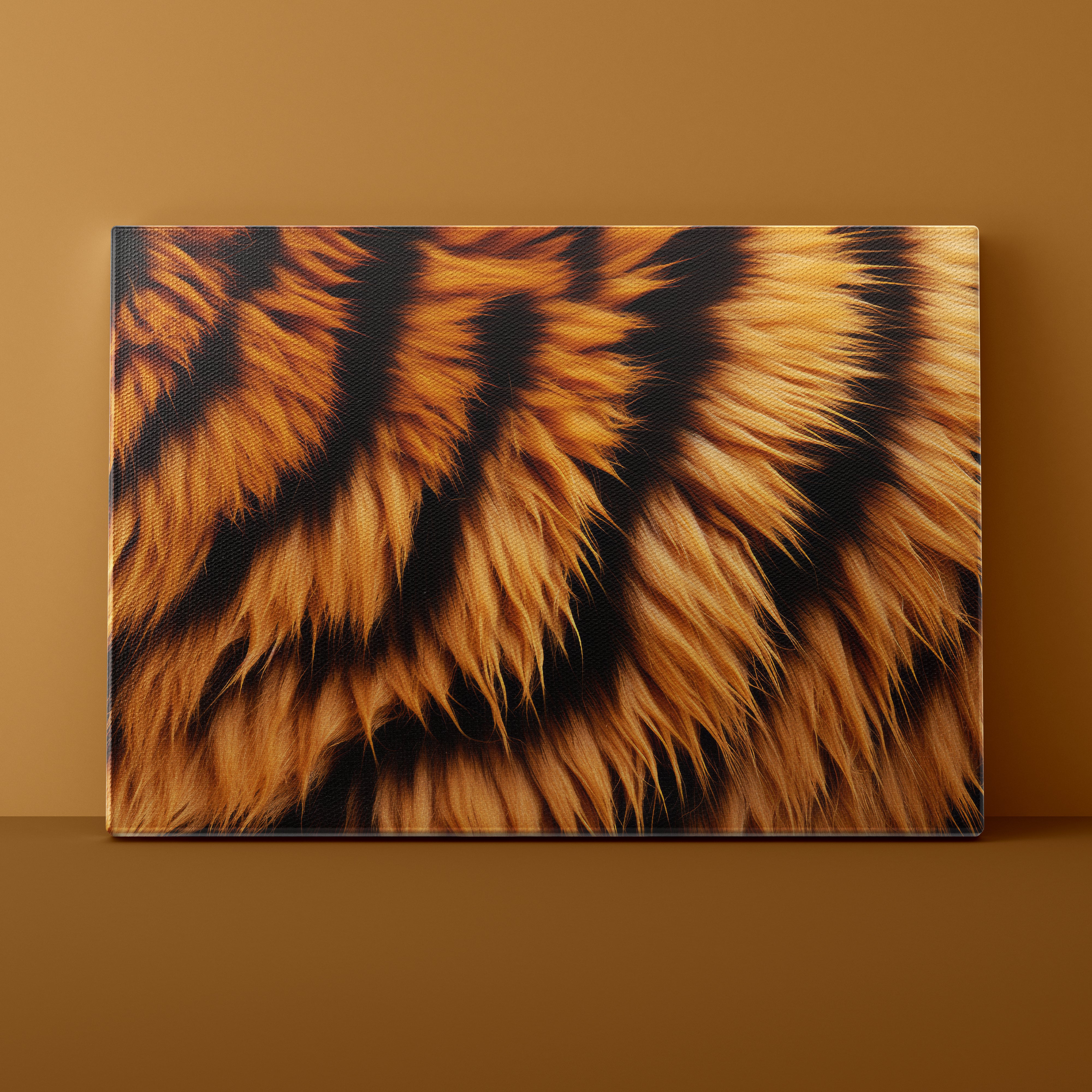 Canvas print with a tiger stripe pattern on a brown background