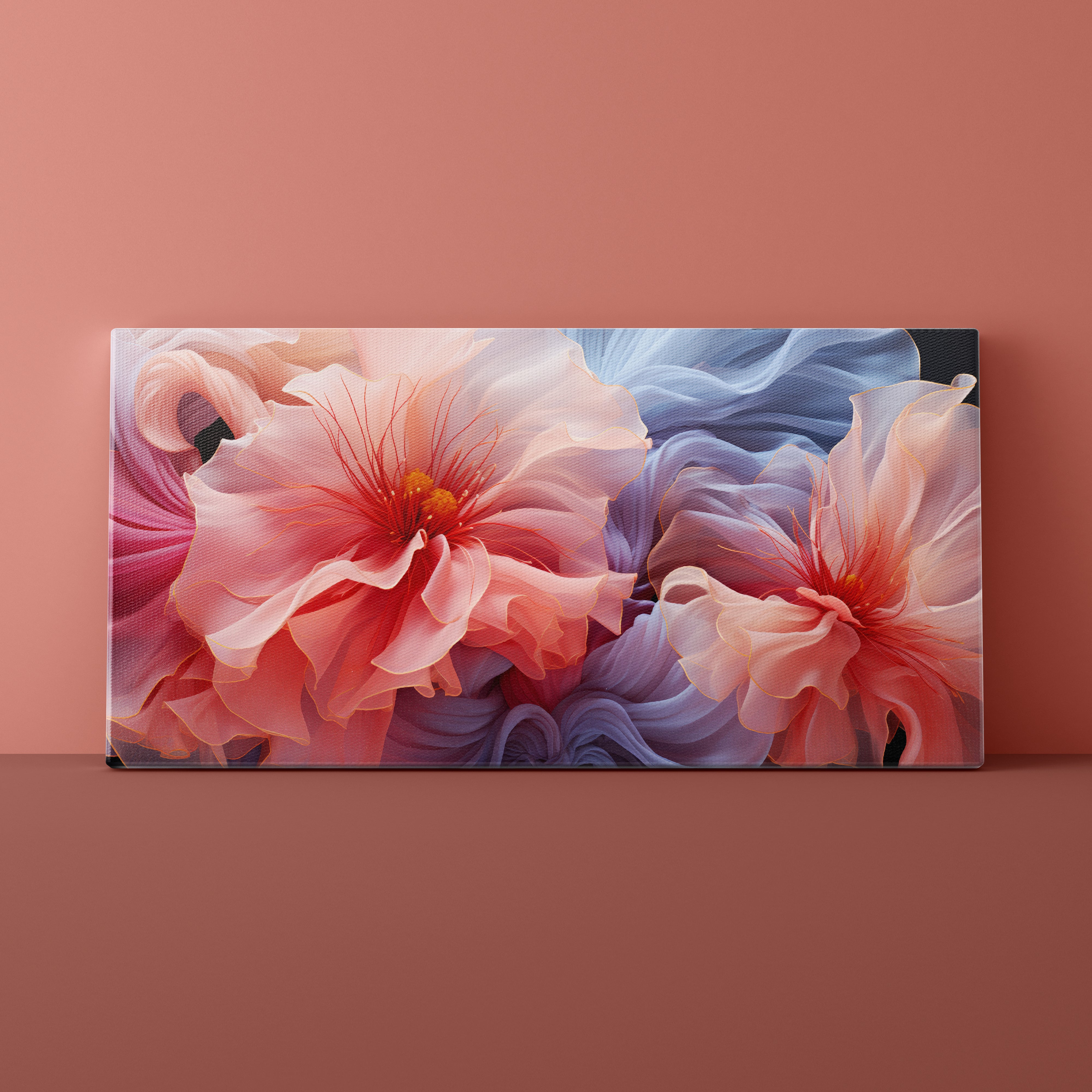 Floral design on a screen with a pink background