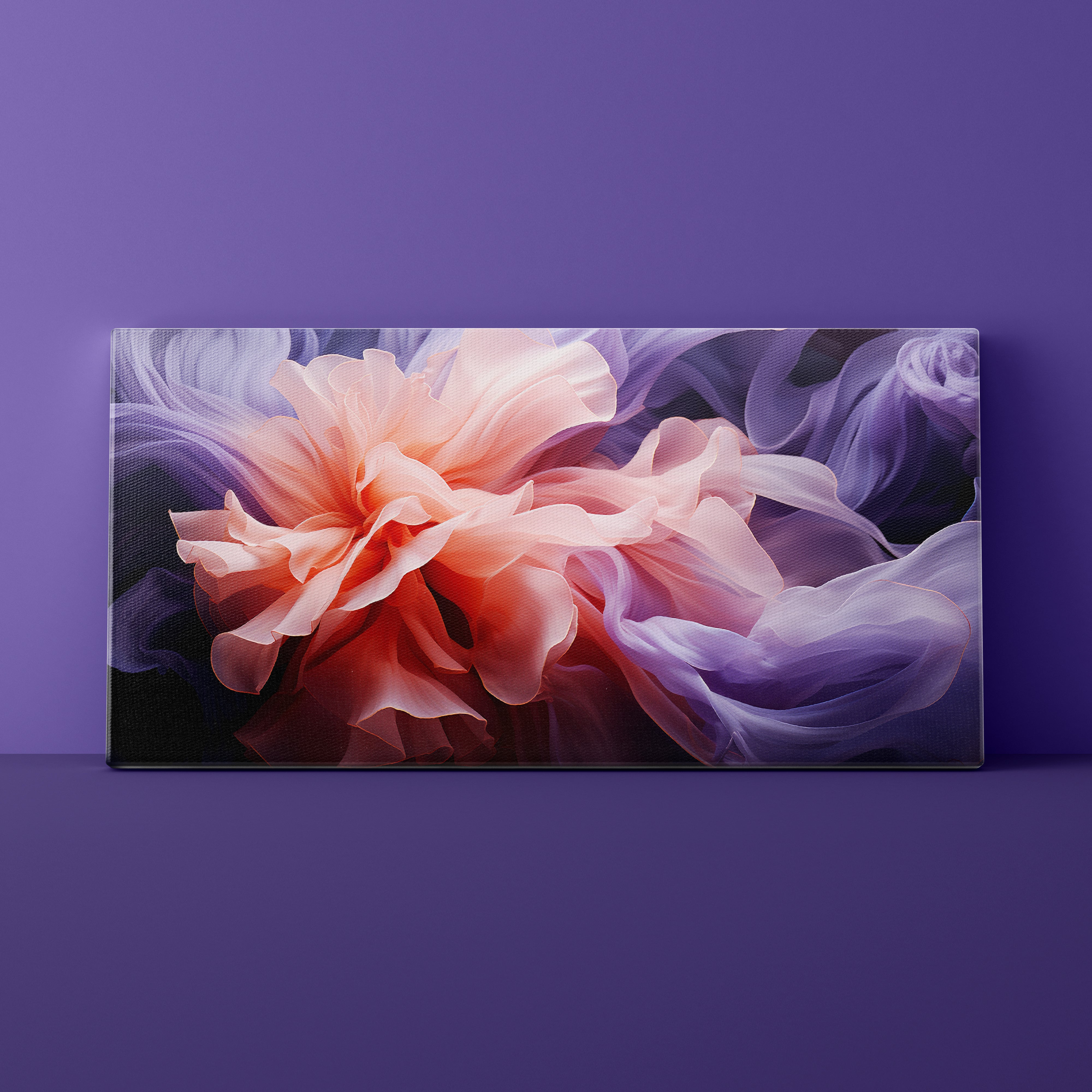 Abstract art print of a flower on a purple background