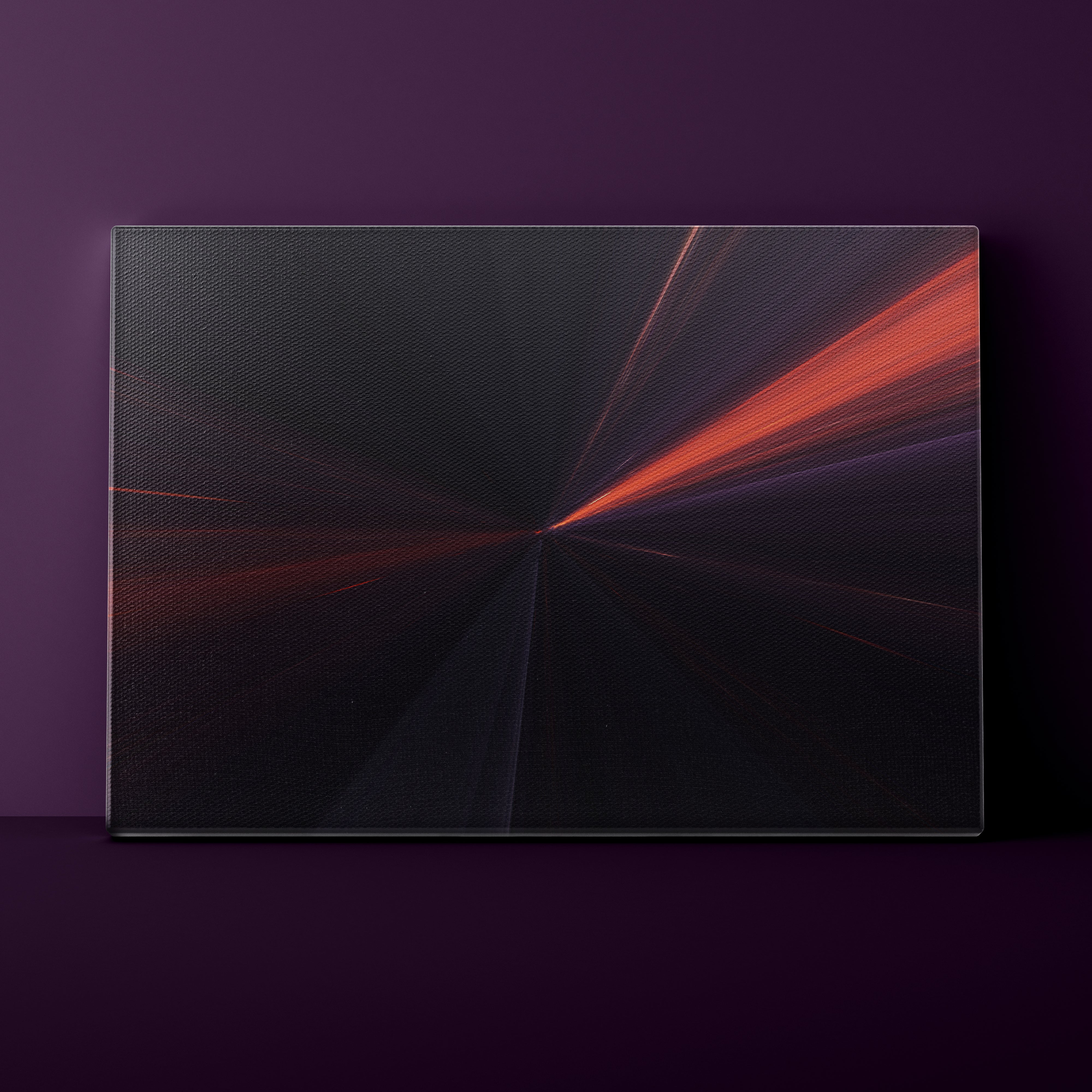 Abstract art piece with red and black colors on a purple background