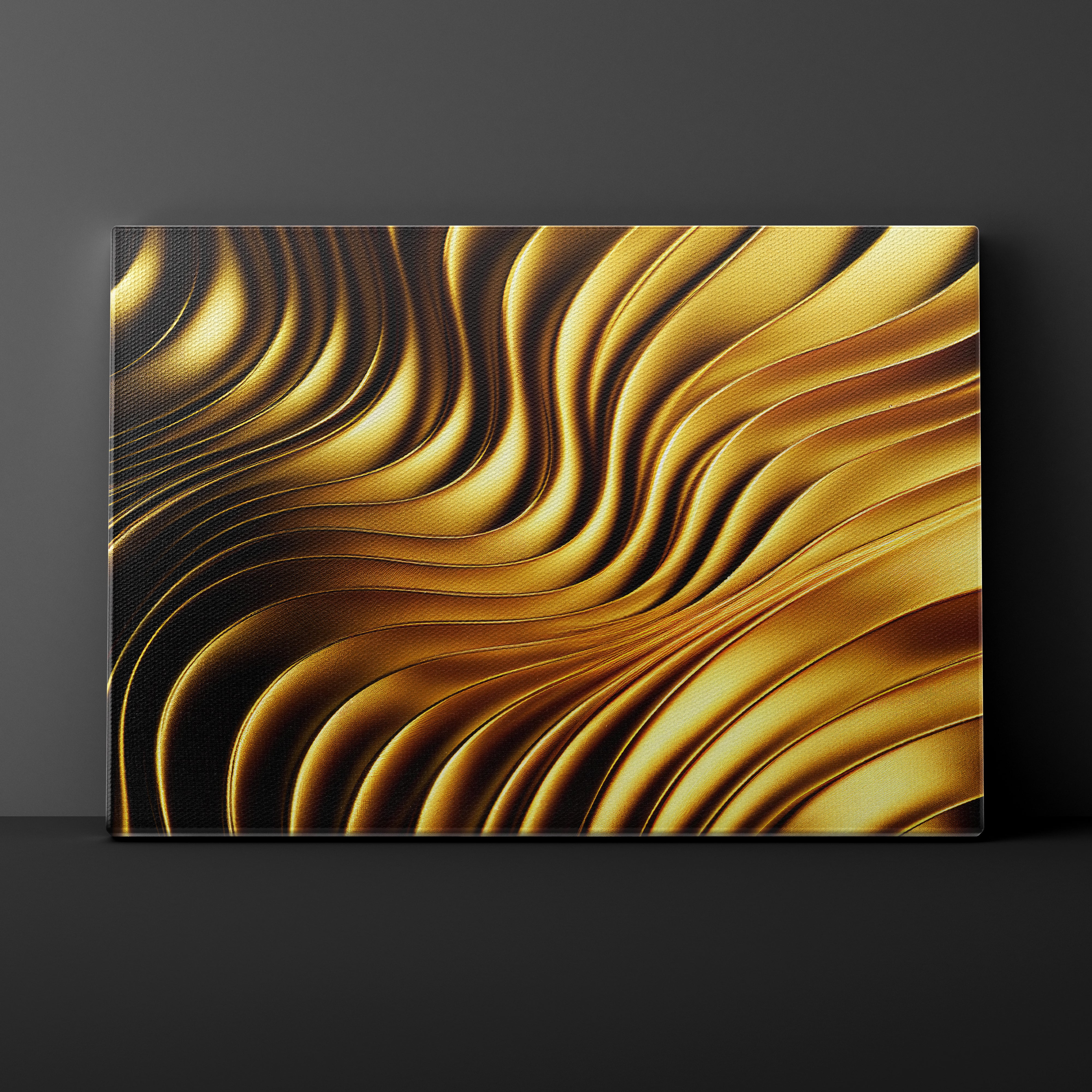 Abstract gold wavy pattern on a dark background